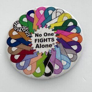 No One Fights Alone Awareness Ribbon Fight together Pinback PIn Button